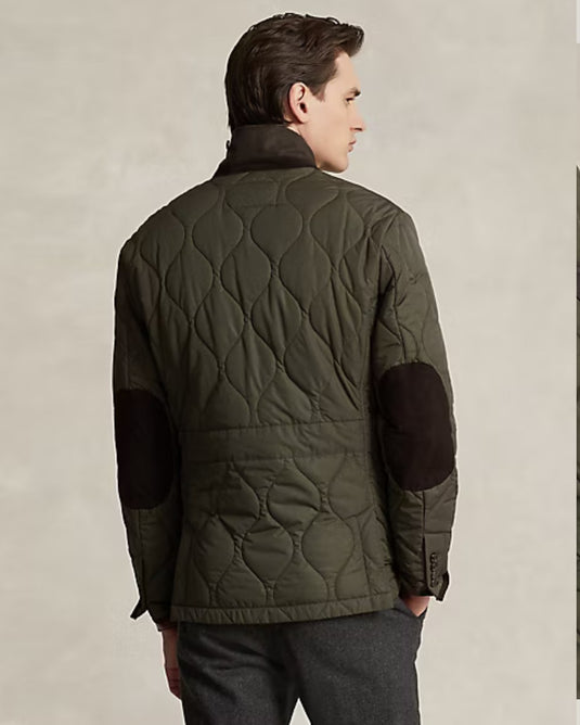 Translation missing: en.Polo Ralph Lauren Men's Suede Trimmed Quilted Jacket in Olive Green-2XL
