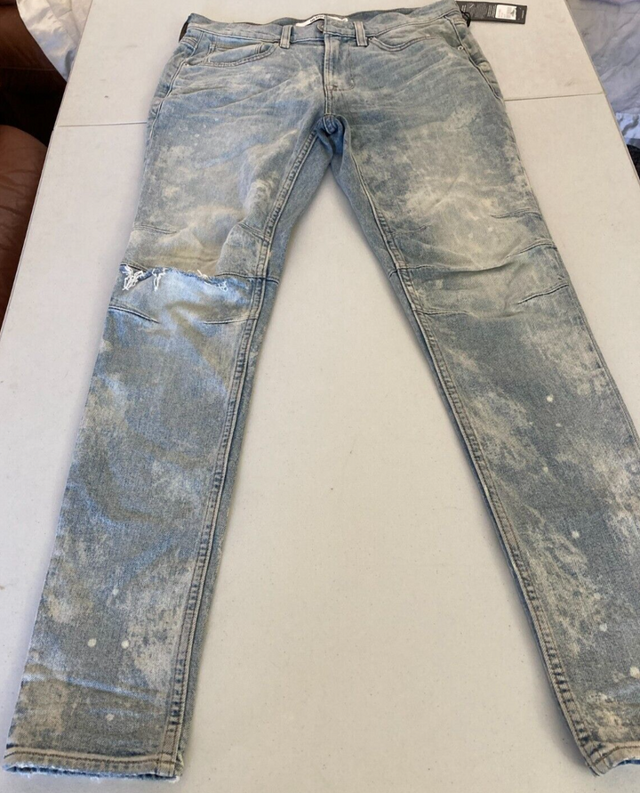 Translation missing: en.Hudson Men's Zack Skinny Fit Moto Biker Jeans In Mineral Blue-30/32