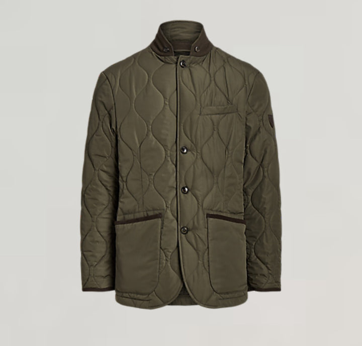 Translation missing: en.Polo Ralph Lauren Men's Suede Trimmed Quilted Jacket in Olive Green-2XL