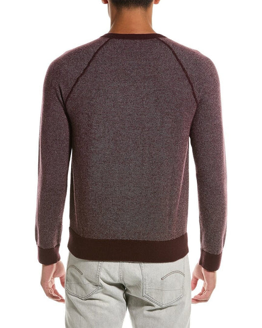 Translation missing: en.Vince Mens Birdseye Wool &amp; Cashmere Raglan Sweater in Deep Wine-XL