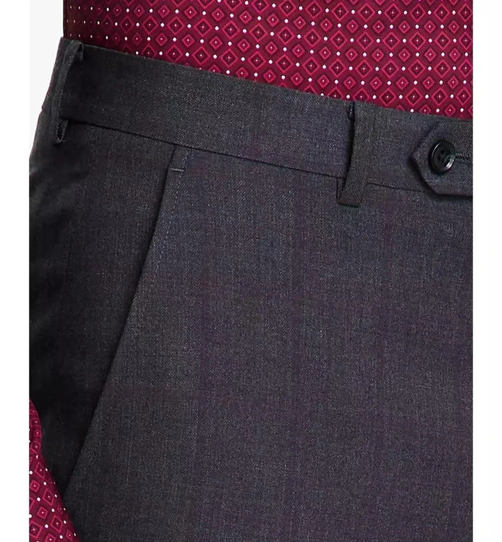 Translation missing: en.Alfani Men's Slim-Fit Windowpane Check Suit Pants in Grey Burgundy-30x32