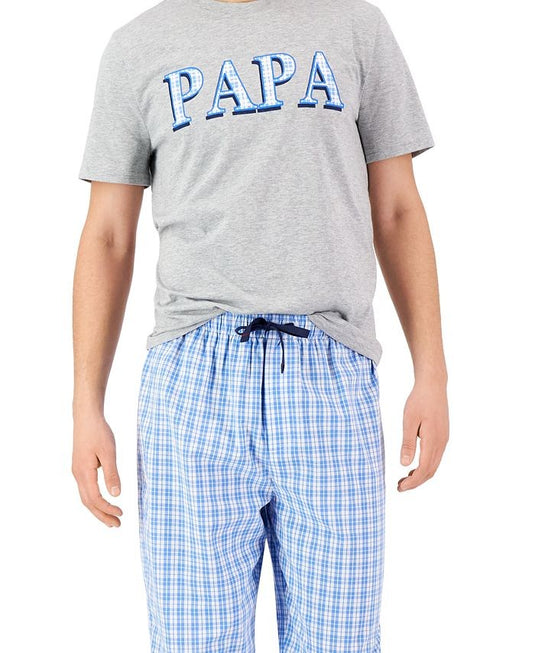 Translation missing: en.Club Room Men's 'Papa' Top &amp; Plaid Pants 2-Pc. Pajama Set Blue White Combo-XL