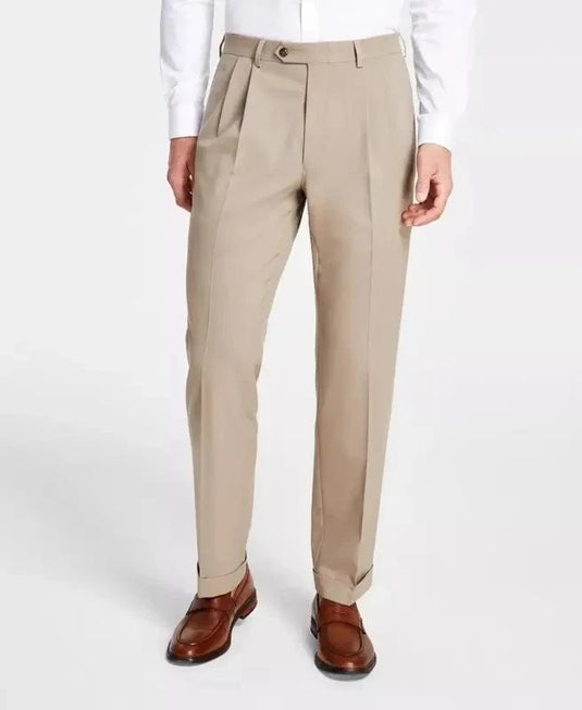 Translation missing: en.Michael Kors Men's Marina Pleated Solid Classic Fit Dress Pants Tan-34x32