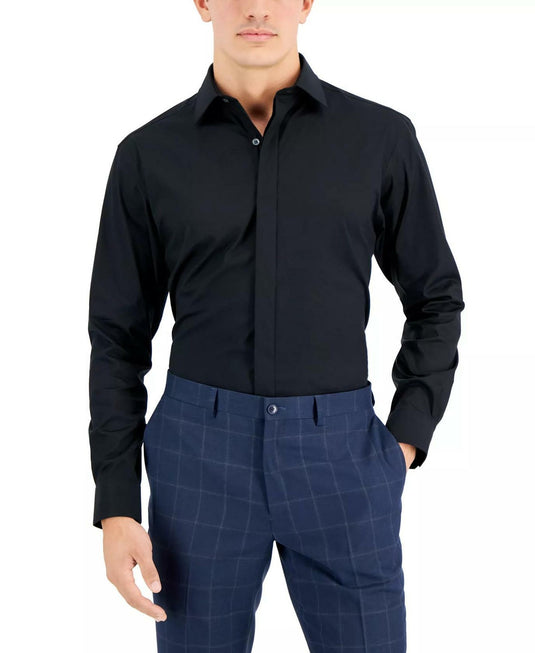 Translation missing: en.Alfani Slim fit Dress Shirt 16-16.5 34/35 Black Convertible-Cuff