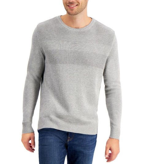 Translation missing: en.Club Room Men's Textured Cotton Sweater Soft Grey Heather-XL