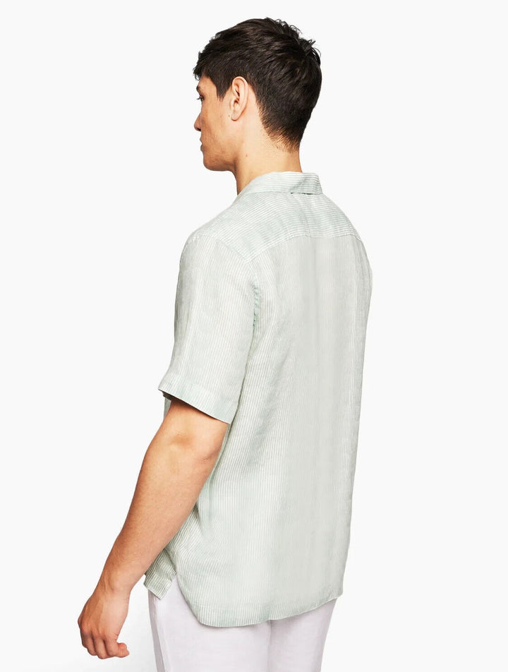 Translation missing: en.Frescobol Carioca  Men's Roberto Copacabana Sombra Print Linen Shirt Green-XL