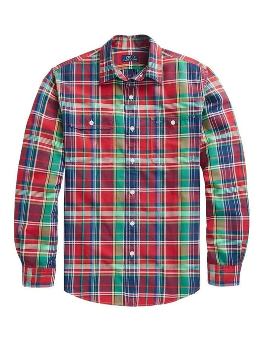 Translation missing: en.Polo Ralph Lauren Oxford Shirt Men's Small Red/Green Classic-Fit Plaid Workshirt