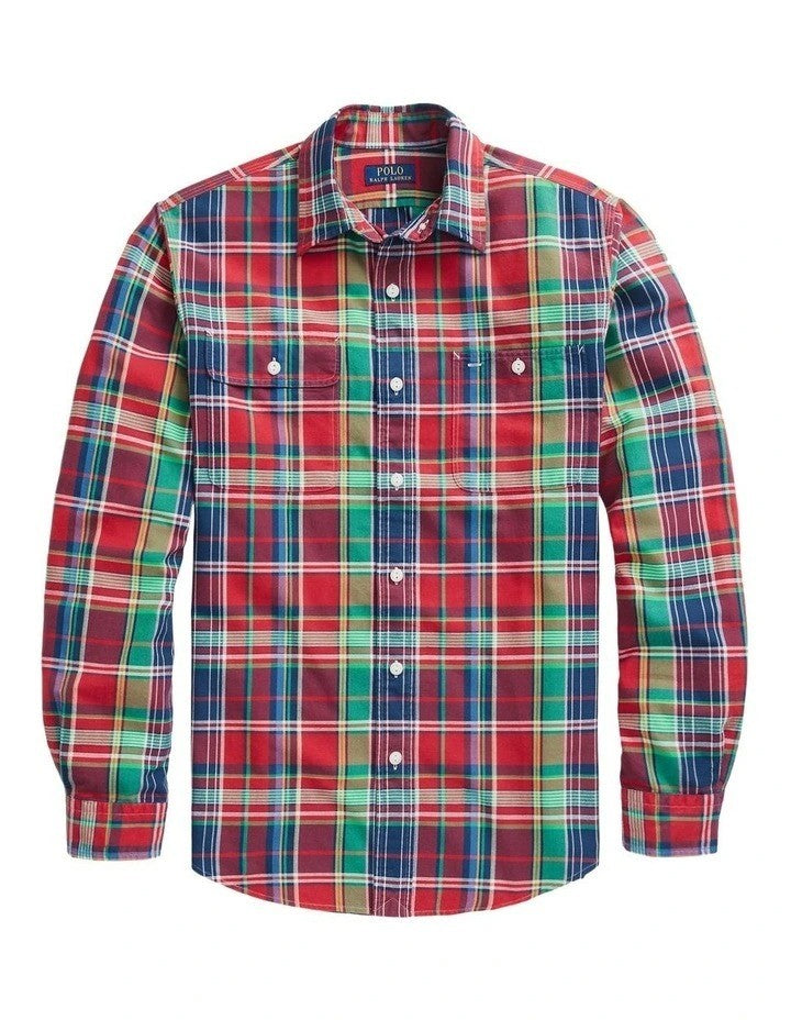 Translation missing: en.Polo Ralph Lauren Oxford Shirt Men's Small Red/Green Classic-Fit Plaid Workshirt