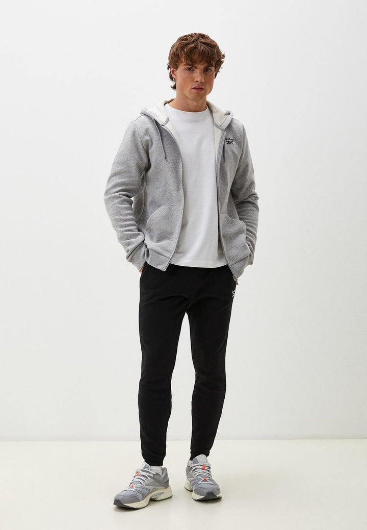 Translation missing: en.Reebok Mens Full Zip Hoodie Med Grey Heather Size Medium Fleece Logo Classic Fit