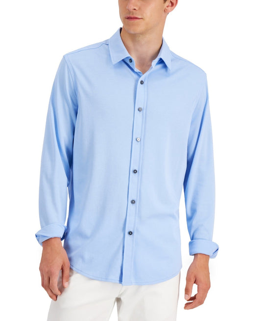 Translation missing: en.Alfani Men's Reg-Fit Supima Cotton Birdseye Button-Down Shirt Pale Ink Blue-2XL