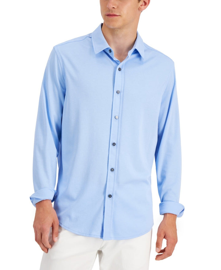 Translation missing: en.Alfani Men's Reg-Fit Supima Cotton Birdseye Button-Down Shirt Pale Ink Blue-2XL