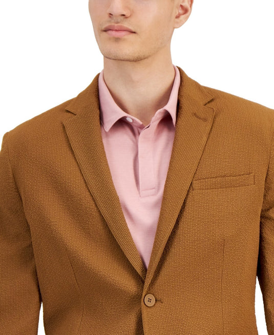 Translation missing: en.Alfani Sport Coat Mens Small 32-34 Timber Brown Classic-Fit Textured Seersucker