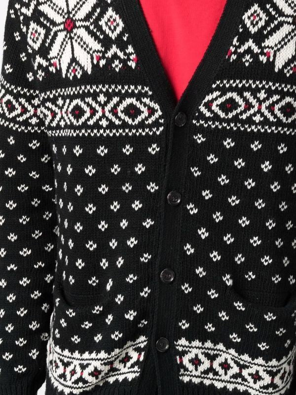 Translation missing: en.Polo Ralph Lauren Men's Snowflake Cotton-Cashmere Cardigan Black Multi-XL