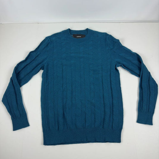Translation missing: en.Alfani Men's Textured Chevron Long-Sleeve Crewneck Sweater, Blue Gem-XL