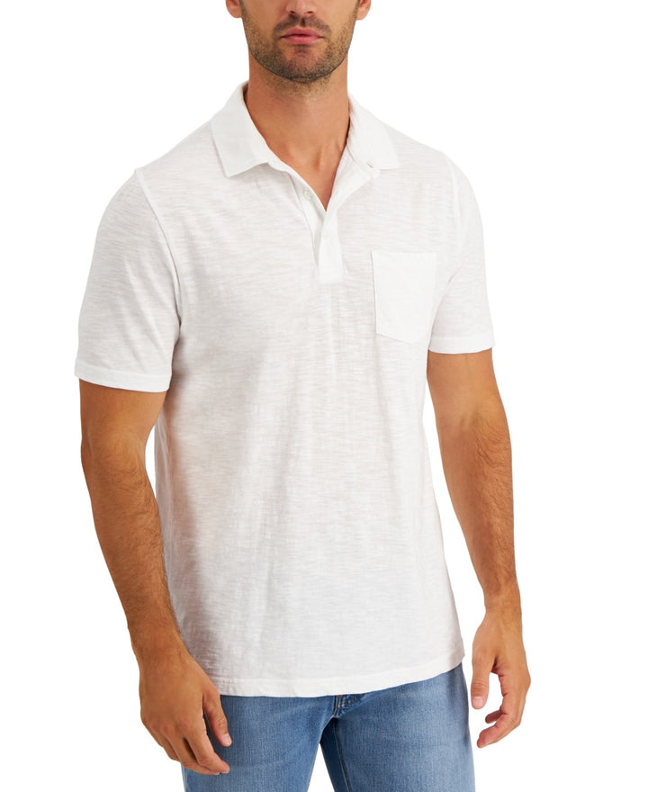 Translation missing: en.Club Room Men's Regular-Fit Slub Textured Polo Shirt White-Small