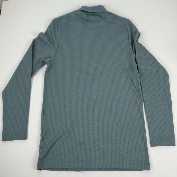 Translation missing: en.Perry Ellis Men's Long Sleeve Jacquard Quarter-Zip Polo Shirt Goblin Blue-Medium