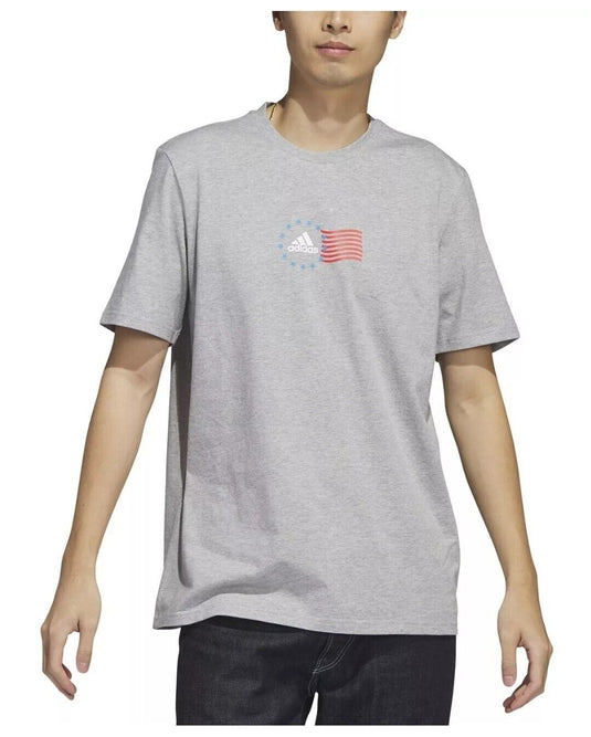 Translation missing: en.adidas Men's Crewneck American Flag Graphic T-Shirt Grey Heather-Small