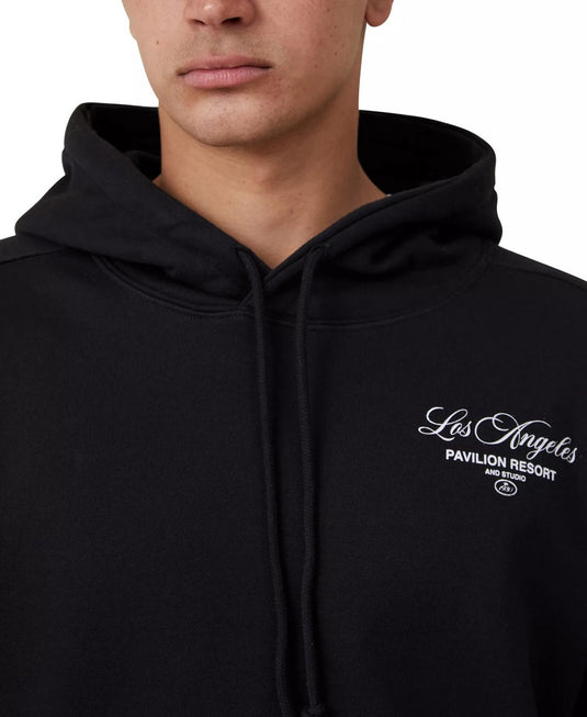 Translation missing: en.Cotton On Men Relax Box Fit Graphic Hoodie Black Size Large Pavillion Resort