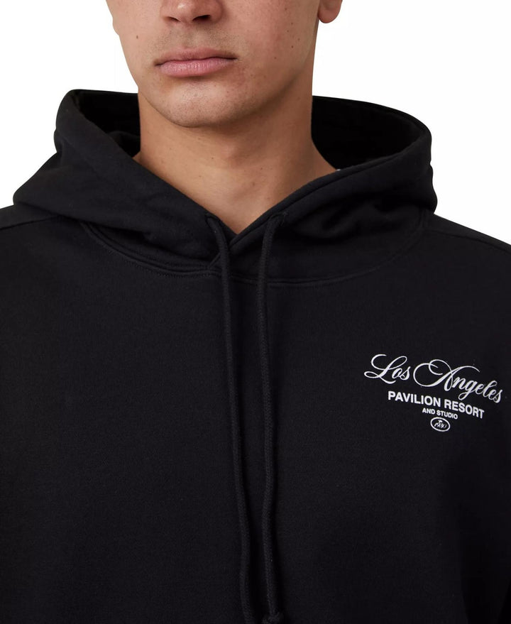 Translation missing: en.Cotton On Men Relax Box Fit Graphic Hoodie Black Size Large Pavillion Resort