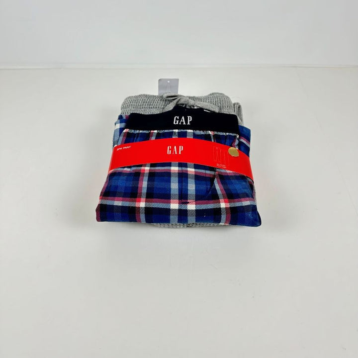 Translation missing: en.Gap Mens 2Pk. Waffle-Knit Jogger-Leg Pajama Pants Gray Heather/Blue Plaid-XL