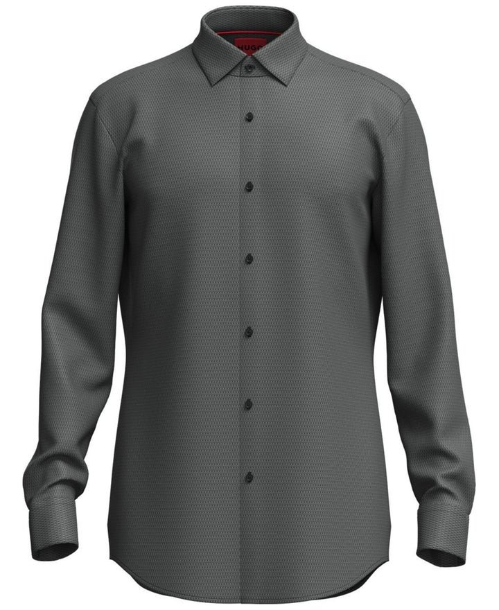 Translation missing: en.Hugo by Hugo Boss Dress Shirt Men's 17 34/35 Black/Grey Slim-Fit Kenno Cotton