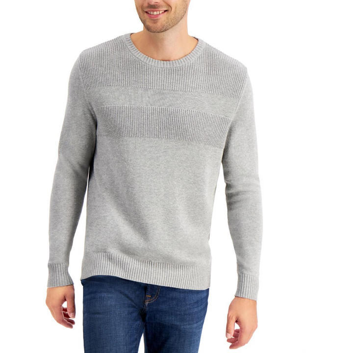 Translation missing: en.Club Room Men's Textured Cotton Sweater Soft Grey Heather-XL
