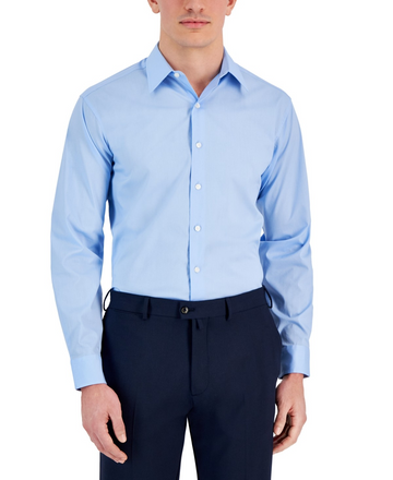 Translation missing: en.Club Room Men's Regular Fit Solid Dress Shirt Cotton Blend Placid Blue-14-14.5