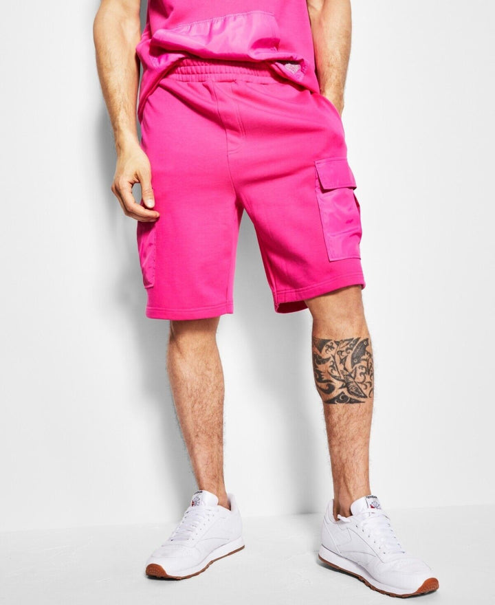 Translation missing: en.Royalty by Maluma Men's Relaxed-Fit Mixed-Media 9-1/2 Utility Shorts Fuchsia-Sm
