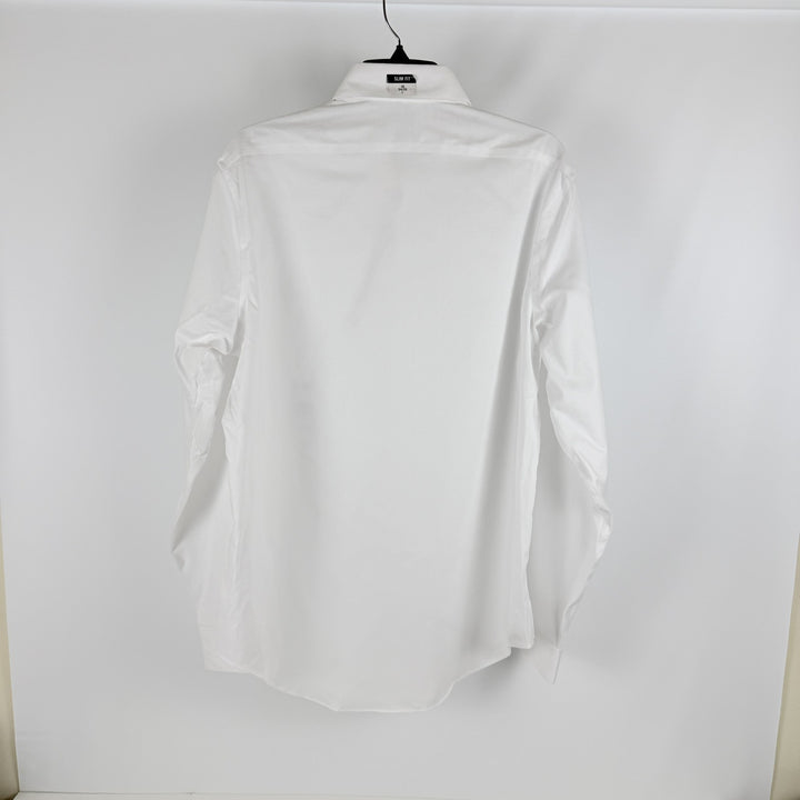 Translation missing: en.Calvin Klein Mens Dress Shirt Steel Stretch Slim Fit Covered Placket White-16