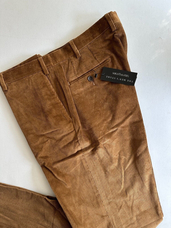 Translation missing: en.The Mens Store Designer Stretch Corduroy Regular Fit Pants Lt Brown-38R Unhemmed