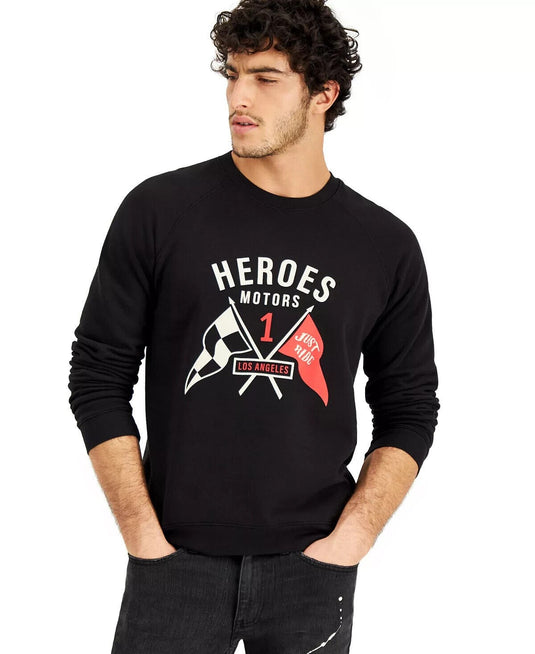 Translation missing: en.Heroes Motors Men's Flagged Pullover Sweatshirt in Black-Large
