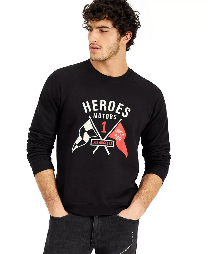 Translation missing: en.Heroes Motors Men's Flagged Pullover Sweatshirt in Black-Large