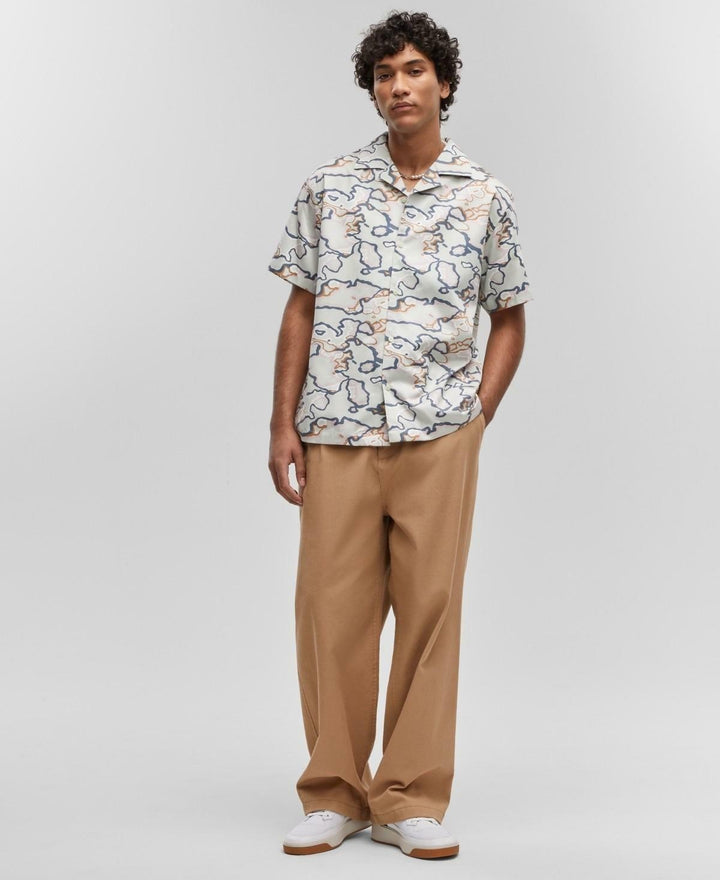 Translation missing: en.Mode of One Men's Relaxed-Fit Printed Button-Down Camp Shirt Iced Mint -Large