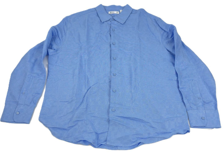 Translation missing: en.Cubavera Men's Long Sleeve Button Front Linen Blend Dobby Shirt Placid Blue-XL