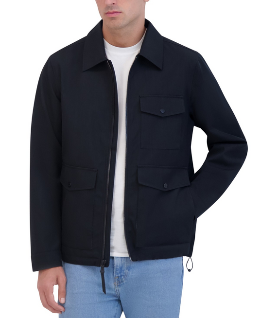 Translation missing: en.Robert Graham Men's Lightweight Textured Poly Utility Jacket Black-Small