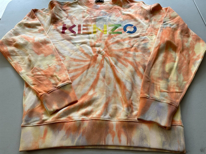 Translation missing: en.Kenzo Men's Cotton Tie Dyed Logo Print Classic Fit Crewneck Sweatshirt Peach-Sm