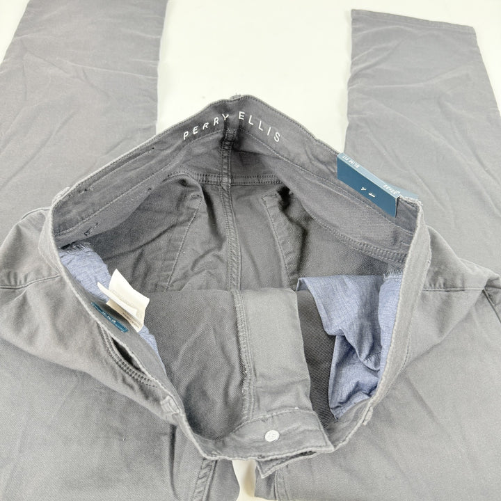 Translation missing: en.Perry Ellis Men's Double-Weave Slim-Fit 5-Pocket Pants Magnet Grey-32x32