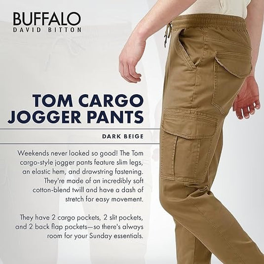 Translation missing: en.Buffalo David Bitton Cargo Tom Jogger Pants Men's 2XL Dark Beige 6 Pockets