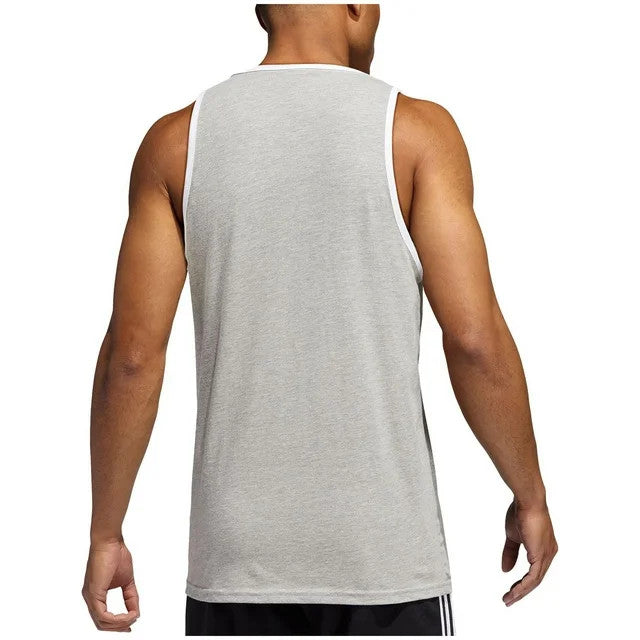 Translation missing: en.adidas Men's Badge Of Sport Logo Graphic Tank Grey Heather White-Small