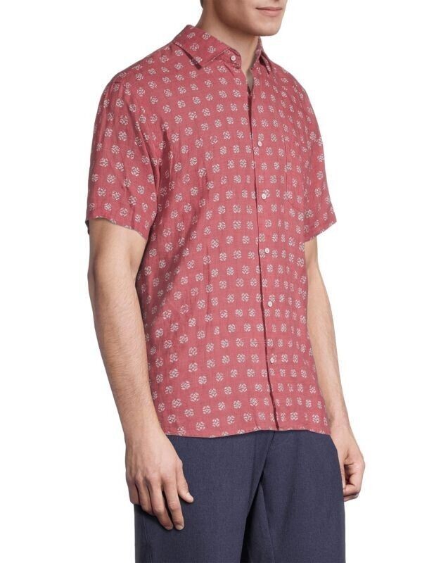 Translation missing: en.Peter Millar Men's Kiva Beach Linen Sport Shirt in Fruit Punch Red - Size Medium