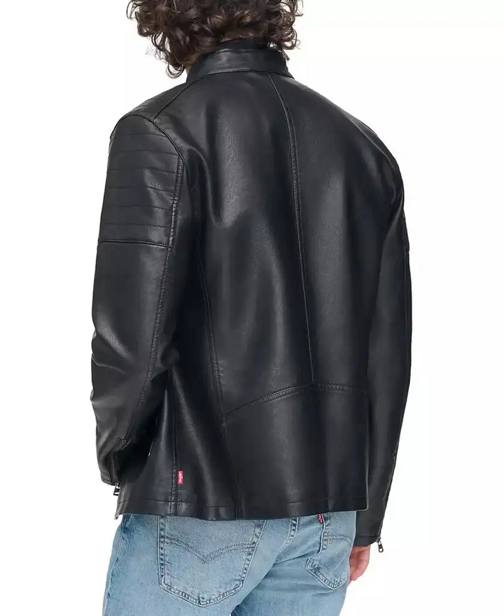 Translation missing: en.Levi's Men's Faux Leather Racer Jacket - Black-Size 2XL