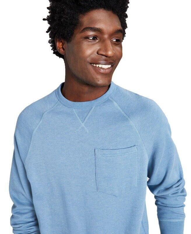 Translation missing: en.And Now This Men's Fleece Crewneck Pocket Sweatshirt in Dusty Blue-XL