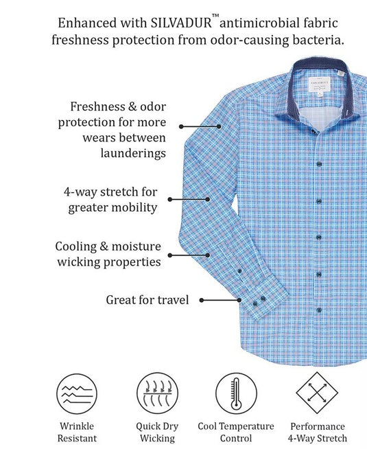 Translation missing: en.ConStruct Men's Slim-Fit Performance Medallion Dress Shirt White/Blue-14-14.5 32