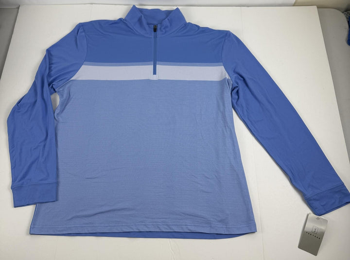 Translation missing: en.PGA Tour Chest Stripe Ombre Long Sleeve Quarter-Zip Golf Sweater LT Blue Size XL