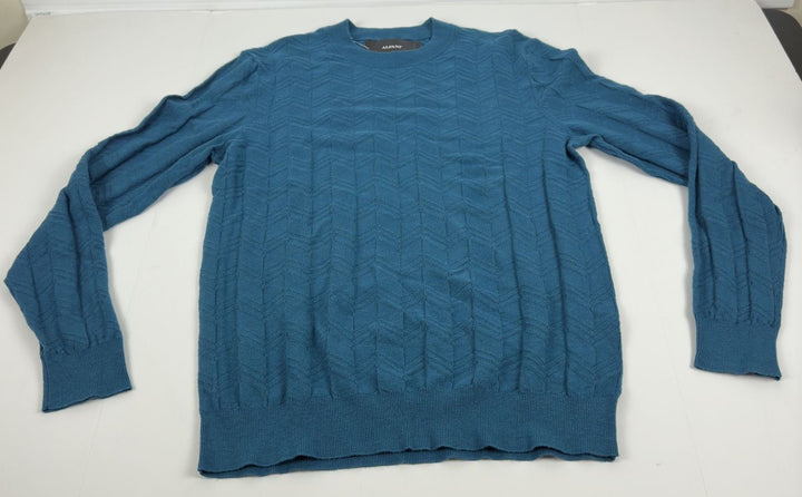 Translation missing: en.Alfani Men's Textured Chevron Long-Sleeve Crewneck Sweater, Blue Gem-2XL