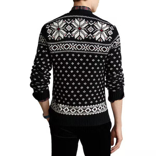 Translation missing: en.Polo Ralph Lauren Men's Snowflake Cotton-Cashmere Cardigan Black Multi-XL