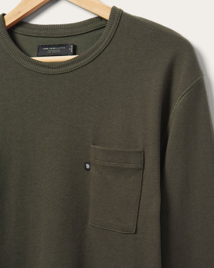 Translation missing: en.Junk Food Clothing Men's Porter Long Sleeve Boxy Pocket Tee Green Black-Medium
