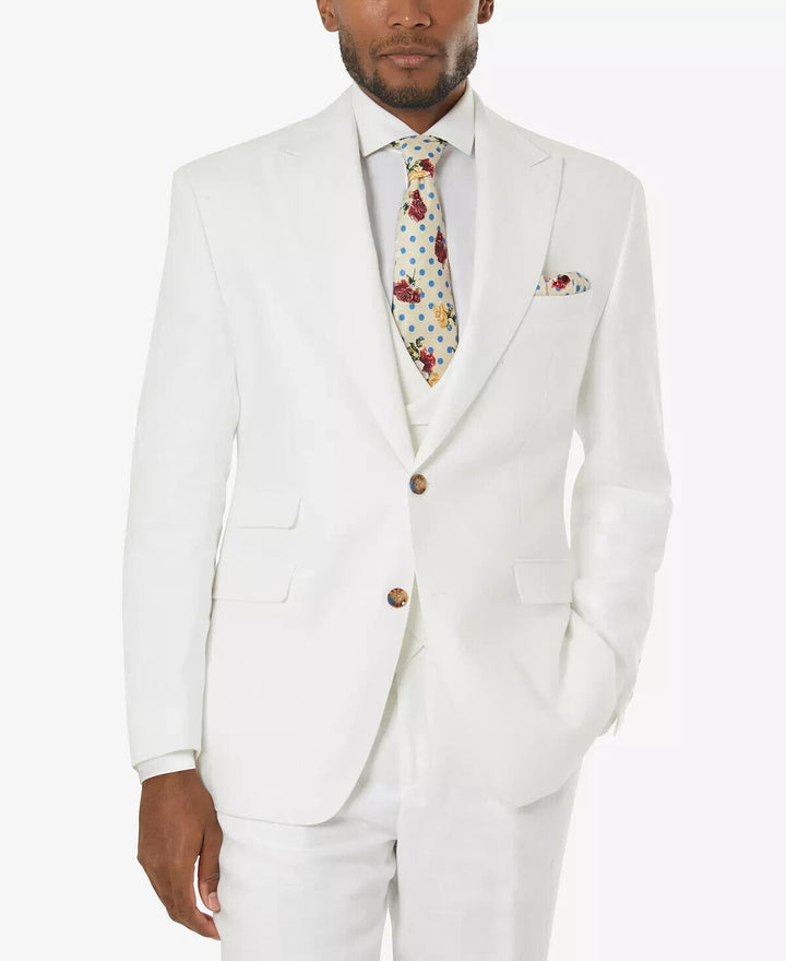 Translation missing: en.Tayion Collection Acontour Men's Cotton Blend Suit Separate Jacket in White-46L