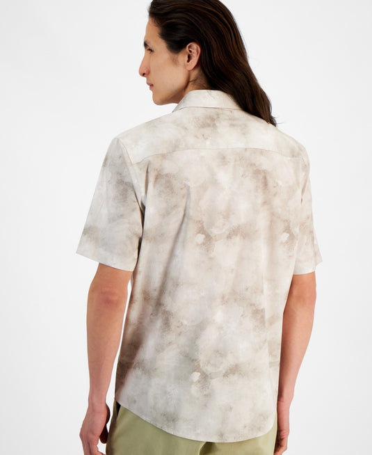 Translation missing: en.Alfani Men's Regular-Fit Stretch Watercolor Petal-Print Poplin Shirt Multi-Small