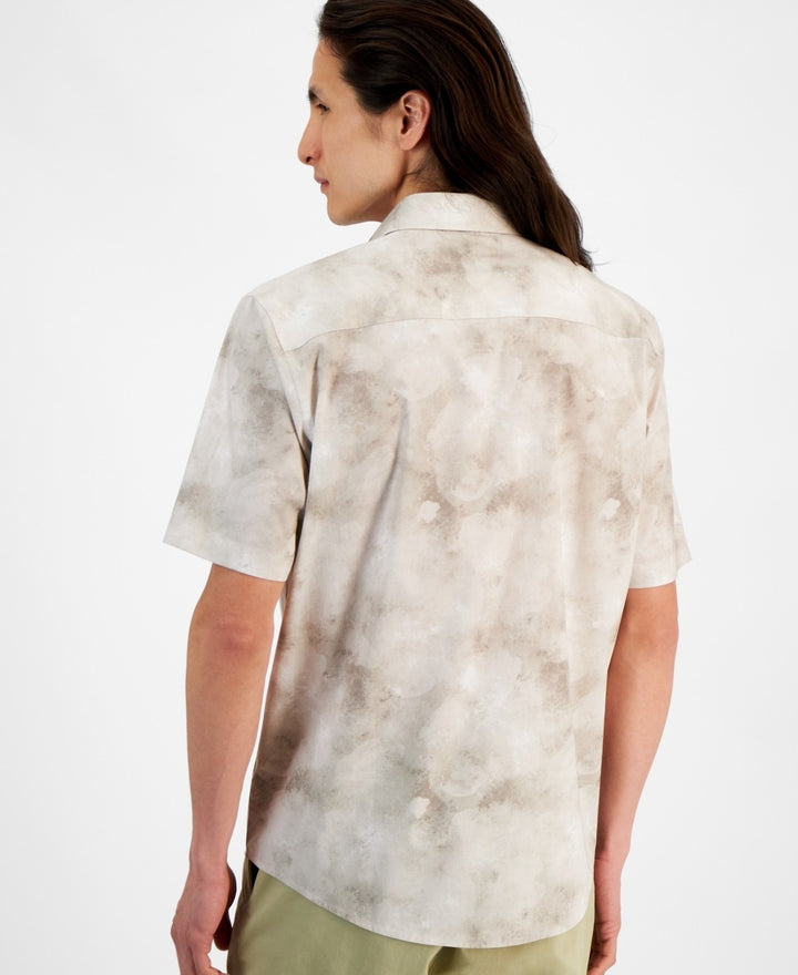 Translation missing: en.Alfani Men's Regular-Fit Stretch Watercolor Petal-Print Poplin Shirt Multi-Small
